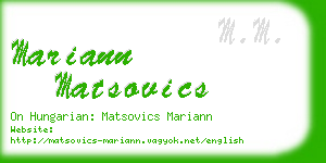 mariann matsovics business card